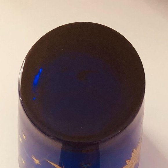 Vintage Libbey Cobalt Blue Celestial Sun Moon Stars Glass Cup Tumbler - Picture 9 of 9